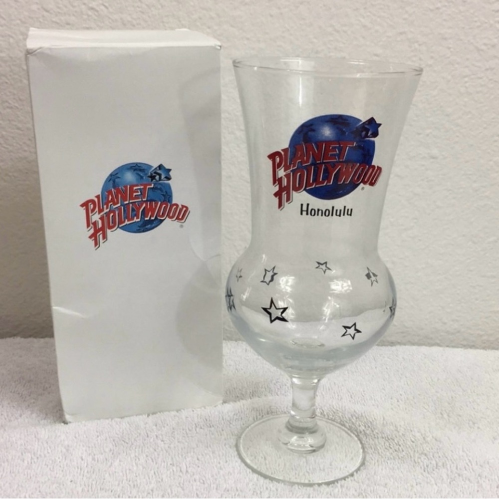 3/$25 Vintage Planet Hollywood Honolulu Cocktail Glass Goblet Retro Maximalist